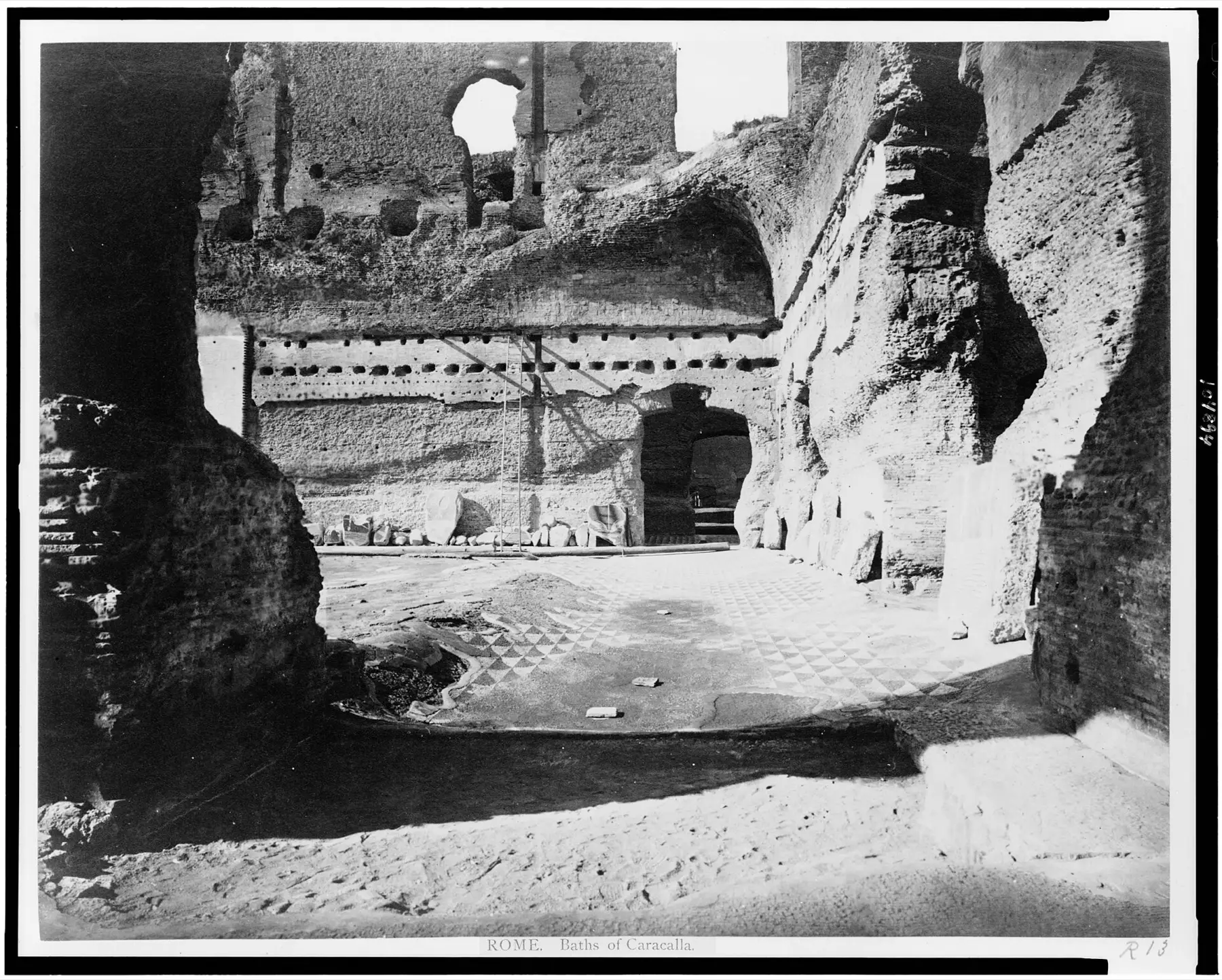Historic photograph of the interior of the Baths of Caracalla
